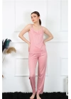 Hepsizen Kadın İp Askılı Somon Pijama Takım 4136