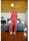 Moda Çizgi Kadın Penye Bol Paça Pijama Takım 4127