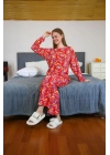 Moda Çizgi Kadın Penye Bol Paça Pijama Takım 4127