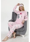 Hepsizen Kadın  Uçurtma Desenli Pembe Polar Pijama Takımı 8033