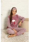 Hepsizen Welsoft Polar Kadın Manşetli Pijama Takımı 8442