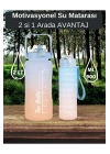 Motivasyon Su Matarası 2 Litre + 900 Ml Pipetli Sticker Hediyeli