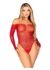 Night Light Kadın Kırmızı Taşlı Fantazi Body Vücut Çorabı 5540-1