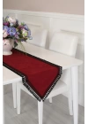 Püsküllü Şerit Runner 90x30,r-19 Bordo