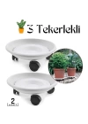 Saksı Taşıyıcı ve Altığı 25 Cm Tekerlekli 2 ADET BEYAZ 714453