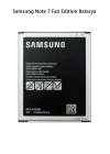 Samsung Note 7 Fan Edition Telefonlarla Uyumlu Batarya 3200 mAh