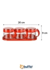 ShopZum  Kırmızı 3lü Standlı Kapaklı Kaşıklı Cam Hava Sızdırmaz Baharatlık Takımı  KC-386