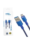 ShopZum  WK-22023 USB TO MICRO USB ÖRGÜLÜ LACİVERT ŞARJ KABLOSU ShopZum (NO:14)