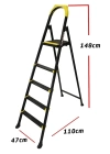 Siyah Katlanır Merdiven 4+1 Basamak Kaydırmaz Ayaklı