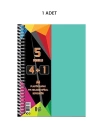 Spiralli PP Kapak 4+1 125  Yaprak Ayraçlı Defter