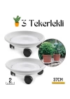 Tekerlekli Saksı Taşıyıcı ve Altığı 37 CM 2 ADET BEYAZ 714457