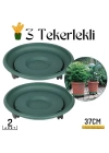 Tekerlekli Saksı Taşıyıcı ve Altığı 37 CM 2 ADET YEŞİL 714458