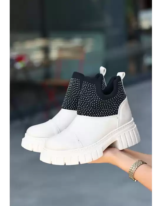 Feed Bej Cilt Boncuk İşlemeli Bot
