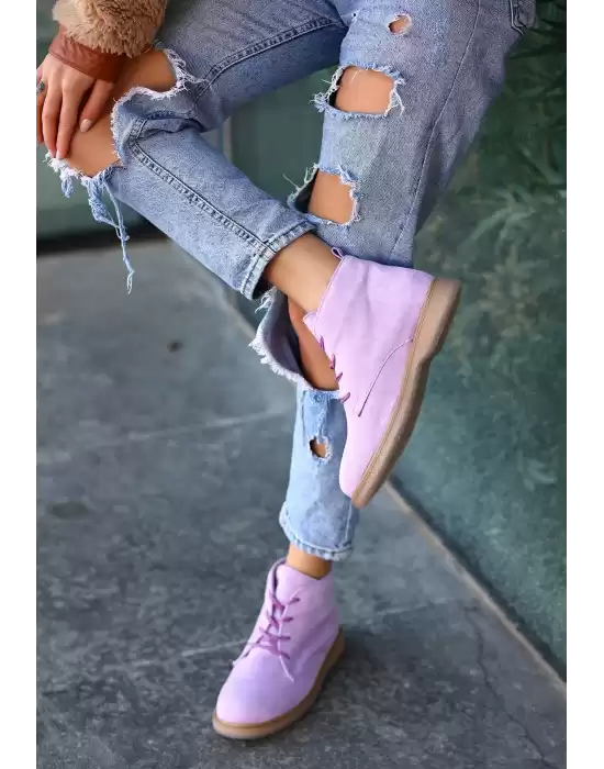 Kean Lila Süet Bağcıklı Bot