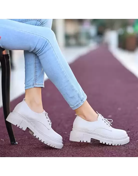 Teri Bej Cilt Bağcıklı Ayakkabı