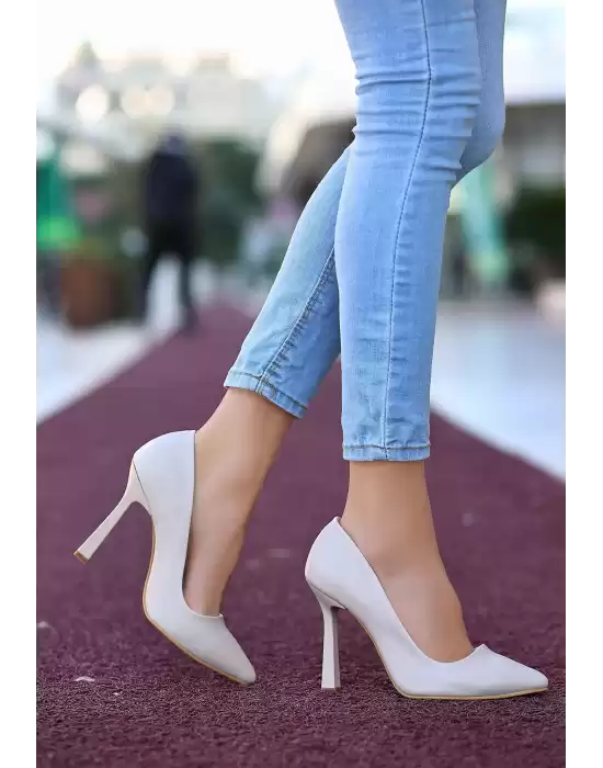 Jirda Bej Cilt Stiletto Ayakkabı