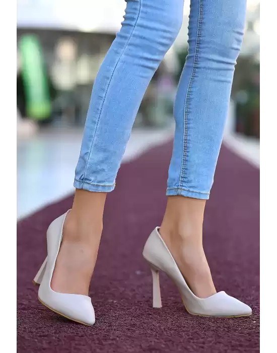 Jirda Bej Cilt Stiletto Ayakkabı