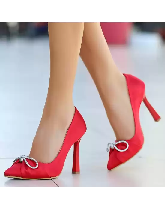 Layne Kırmızı Saten Stiletto Ayakkabı