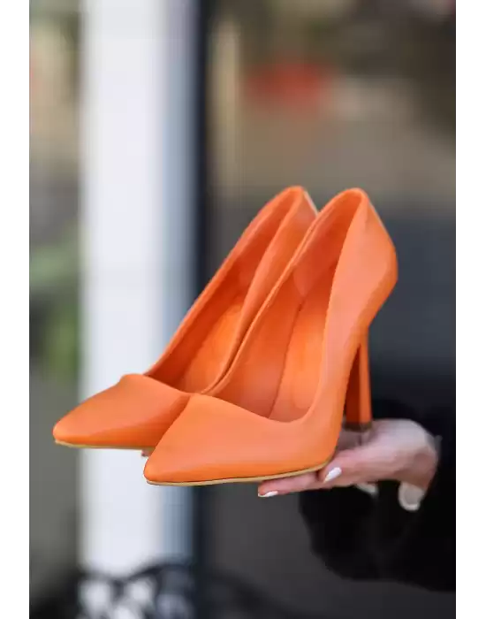 Jirda Turuncu Cilt Stiletto Ayakkabı