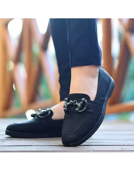Celio Siyah Cilt Desenli Babet Ayakkabı