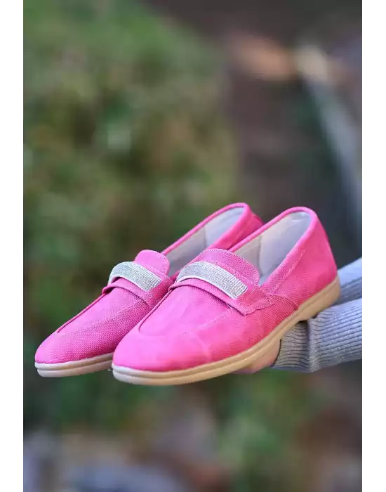 Feri Pembe Cilt Desenli Babet Ayakkabı