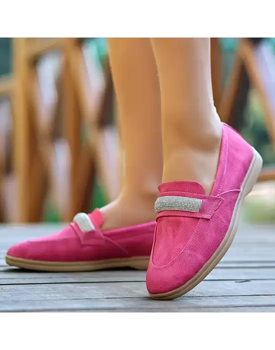 Feri Pembe Cilt Desenli Babet Ayakkabı