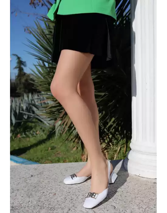 Anjila Beyaz Cilt Topuklu Ayakkabı