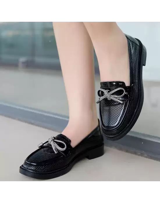 Chay Siyah Rugan Babet Ayakkabı
