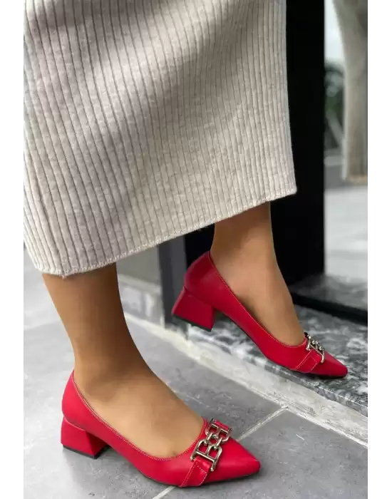 Erpo Kırmızı Cilt Topuklu Ayakkabı