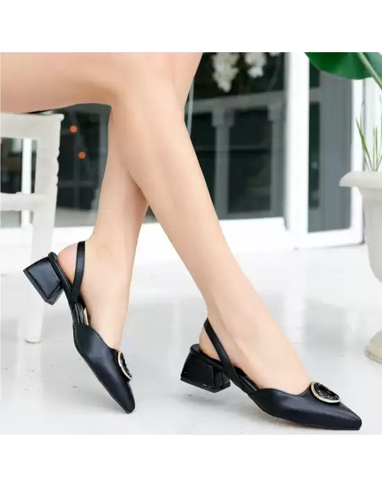 Feja Siyah Cilt Topuklu Ayakkabı