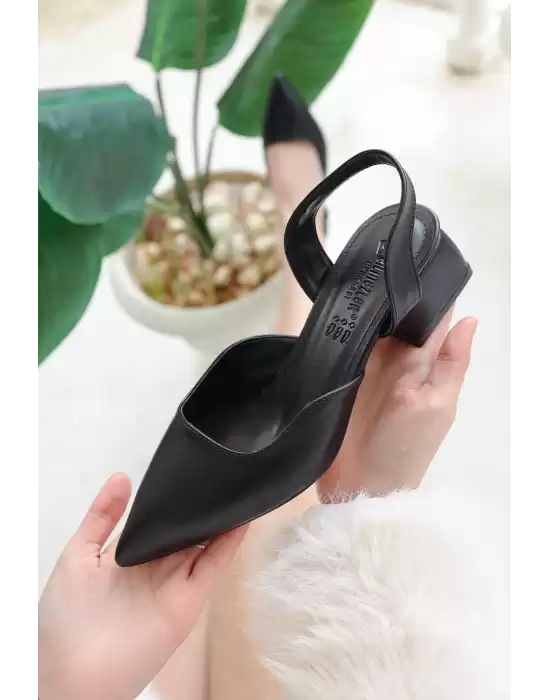Juma Siyah Cilt Topuklu Ayakkabı