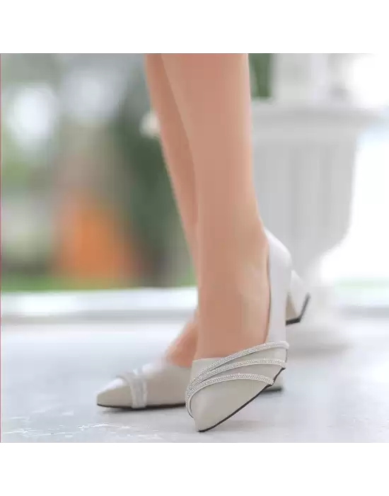 Kool Bej Cilt Topuklu Ayakkabı