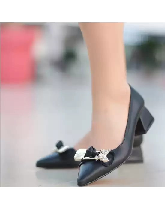 Nell Siyah Cilt Topuklu Ayakkabı