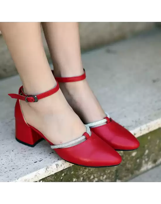 Toren Kırmızı Cilt Topuklu Ayakkabı