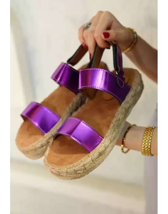 Wery Mor Cilt Cırt Cırtlı Sandalet
