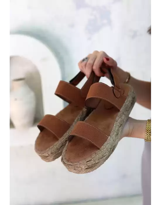 Wery Taba Deri Cırt Cırtlı Sandalet