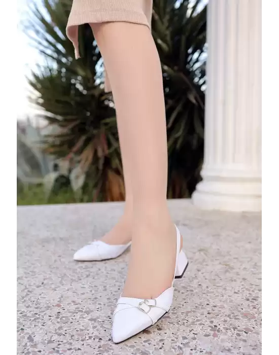 Xema Beyaz Cilt Topuklu Ayakkabı