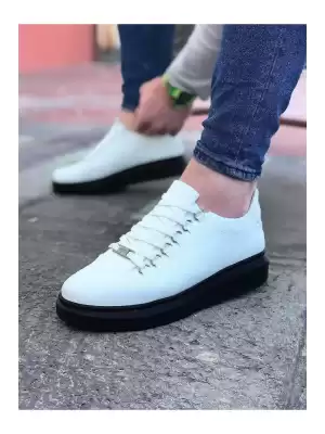 Wagoon WG08 Beyaz Kömür Düz Erkek Casual Ayakkabı