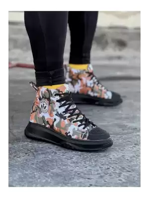 WG017 Koyu Askeri Erkek Yarım Bilek Casual Ayakkabı