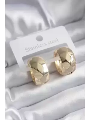 316l Çelik Gold Renk Dövme İşleme Halka Model Kadın Küpe