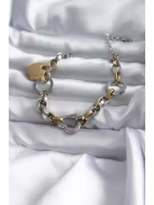 316l Çelik Gold Renk Mix Renk Kalp Model Kadın Bileklik