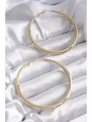 Gold Renk Pirinç Halka Kadın Küpe