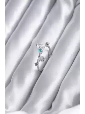 Gümüş Renk Renkli Zirkon Taşlı Kadın Yüzük