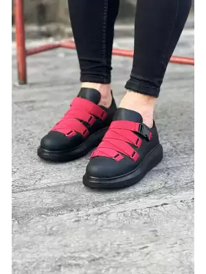 Wg033 Kömür Kırmızı Erkek Yüksek Taban  Ayakkabı