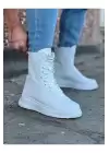 Wagoon WG012 Beyaz Cilt Uzun Bağcıklı  Bot