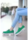 Teri Yeşil Cilt Desenli Bağcıklı Ayakkabı