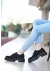Teri Siyah Süet Bağcıklı Ayakkabı