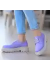 Teri Lila Cilt Bağcıklı Ayakkabı