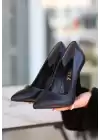 Jirda Siyah Cilt Stiletto Ayakkabı