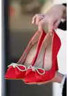 Layne Kırmızı Saten Stiletto Ayakkabı